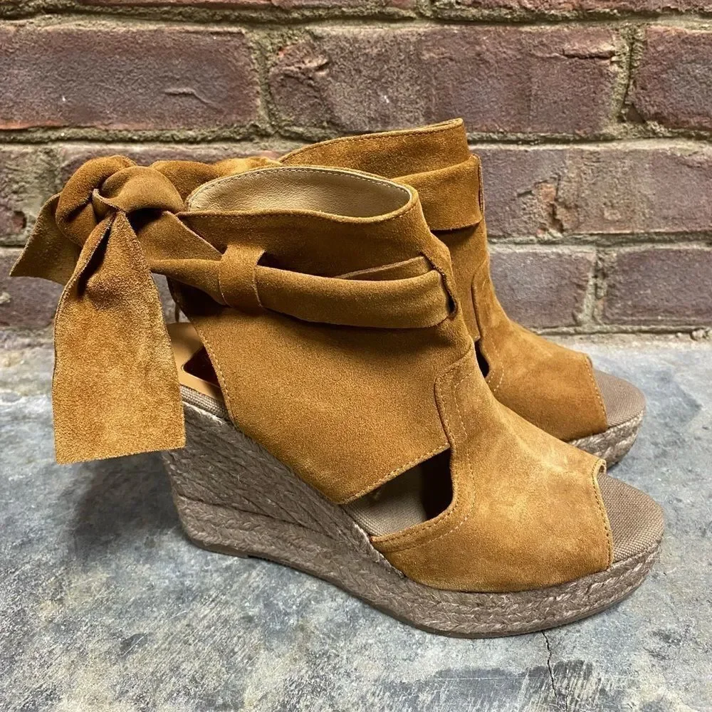 Kanna Tan Suede Basket Karneol Espadrille Platform Wedge NEW Size 36
